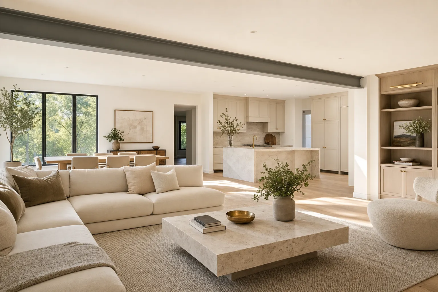 Bright open-concept living room remodeled by Dream Homes Remodeling in Queens NY